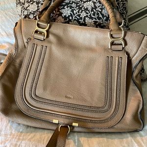 leather Chloe Marcie shoulder bag in brown.